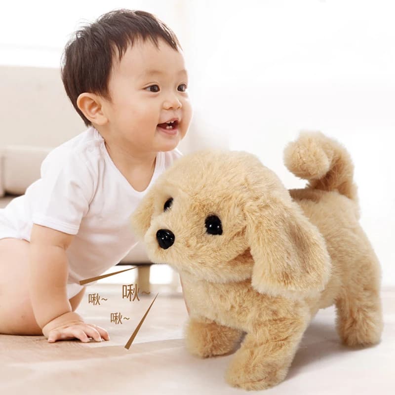 Jouet de chien réaliste en peluche pour enfants, simulation mignonne, peut marcher, émet des sons, chien robot interactif électrique, cadeau de Noël pour tout-petits