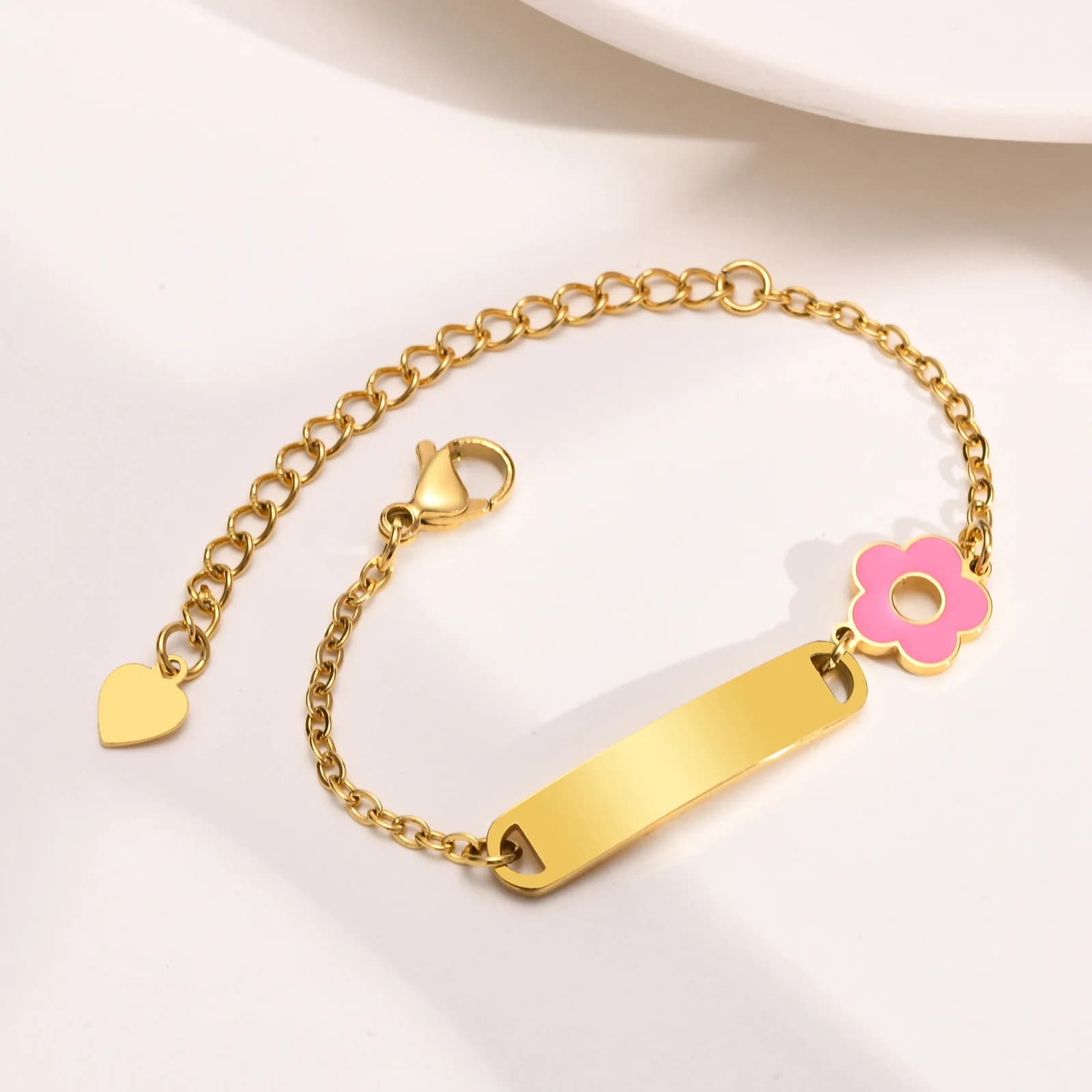 Bracelets personnalisés gratuits avec noms de bébé et date de naissance, cadeau pour nouveau-nés, filles et enfants, bracelet fleur rose, bijoux cadeaux