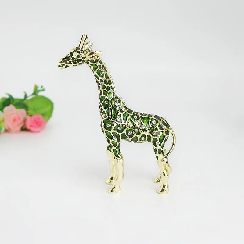 SHINNYGIFTS Boîte à bijoux girafe en émail et étain faite à la main, ornement de décoration de bureau