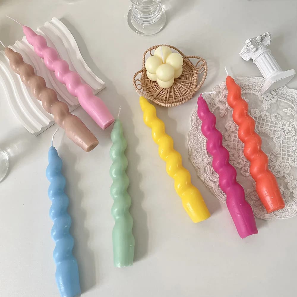 Bougies Pilier Spirales Classiques Longues, Bougies à Longue Durée de Combustion, Bougies de la Saint-Valentin, Décoration d'Intérieur, Cadeau