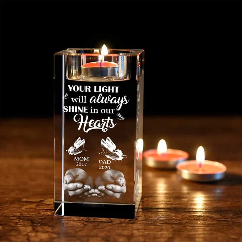 Bougeoir Photo personnalisé en cristal, cadeaux commémoratifs personnalisés, bougeoir romantique 2d pour dîner, support de décoration de mariage