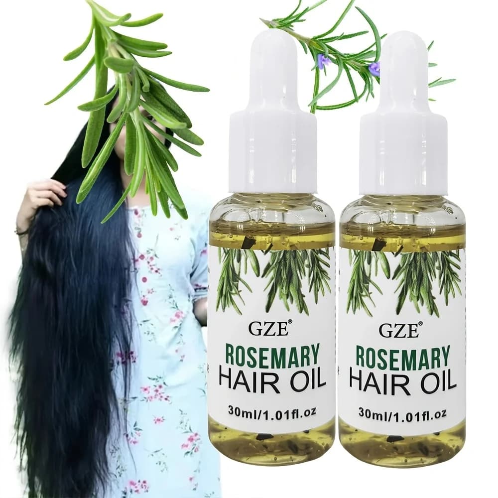 Huile de romarin GZE pour cheveux, huile capillaire au romarin pour le cuir chevelu, tous types et textures |   Cheveux raides, ondulés et traités chimiquement : fortifiant