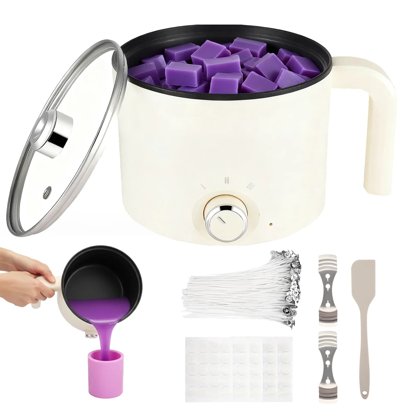 Fondeur de cire électronique 1,8 L 220 V à température réglable pour la fabrication de bougies et de savons, idéal pour la production artisanale DIY à domicile