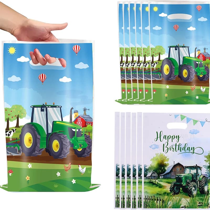 Sacs cadeaux de fête de tracteur agricole, sacs de bonbons de tracteur, sacs de butin de fête pour enfants, fournitures de cadeaux de fête d'anniversaire pour garçons