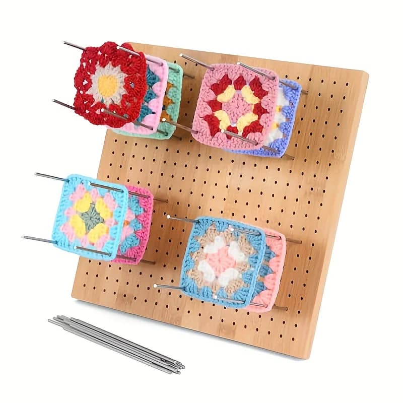 Plaque de bloc de crochet, plaque de bloc pour le tissage au crochet, plaque de bloc de grille de bambou pour projets de crochet, cadeau d'accessoires de crochet