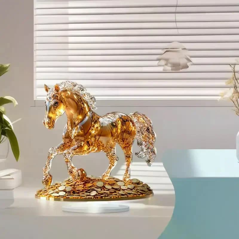 Décor de table en acrylique au design cheval 2D, adapté à la maison, au bureau, au café, au studio et à la pièce, cadeau idéal et au kit d'accessoires de bureau