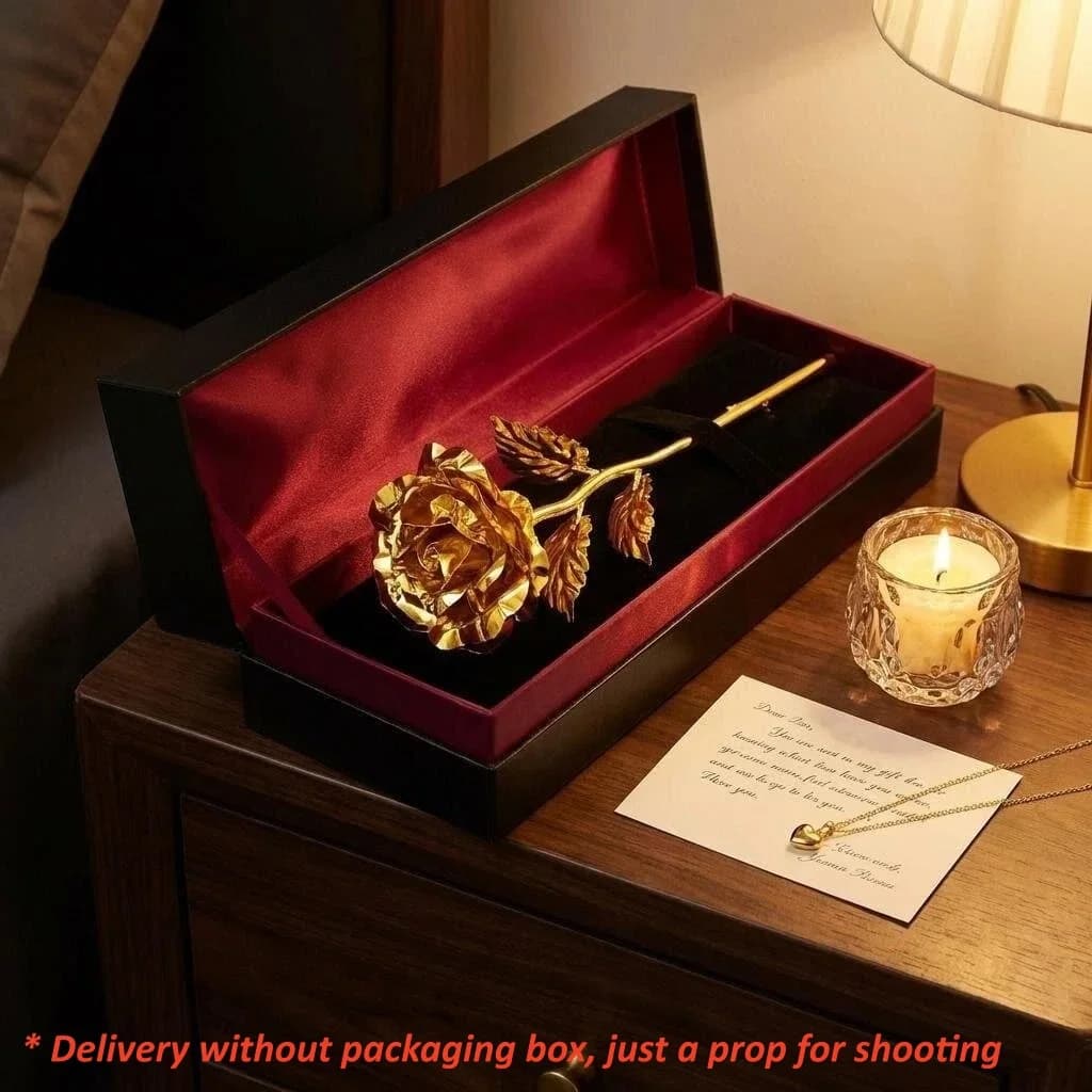 Rose en feuille d'or 24 carats, rose artificielle Galaxy, cadeau pour femme, Saint-Valentin, fête des mères, anniversaire, décoration 2026