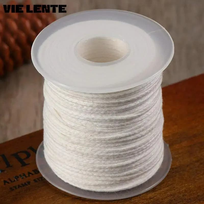 1 rouleau de mèche de bougie blanche en coton tissé