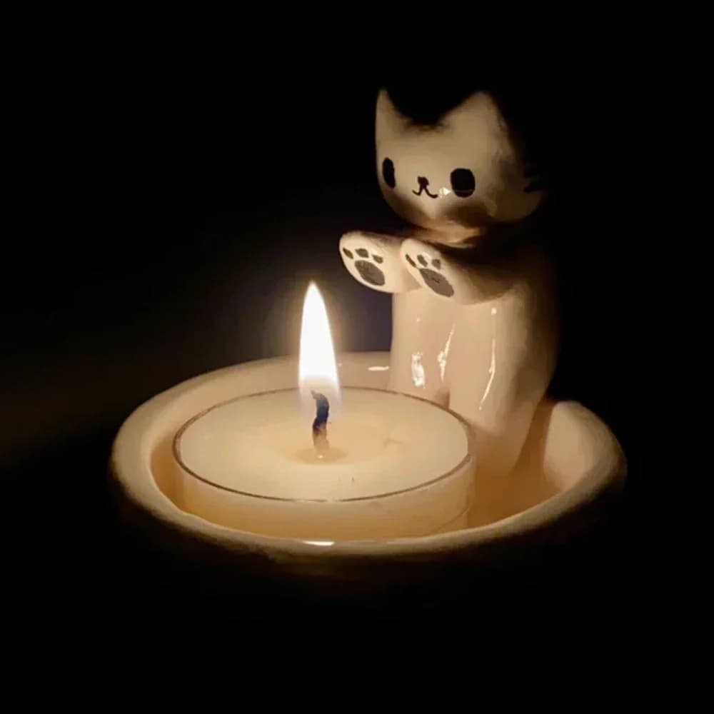 Nouveau dessin animé chat Design bougeoir en céramique photophore bougies décoratives diffuseur d'arôme bougie à l'intérieur du bureau décoratif