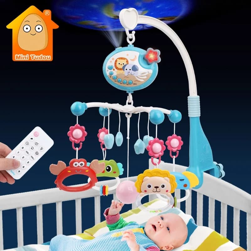 Hochet Mobile pour berceau de bébé de 0 à 12 mois, projecteur Musical rotatif, veilleuse, cloche de lit, cadeau éducatif pour nouveau-né