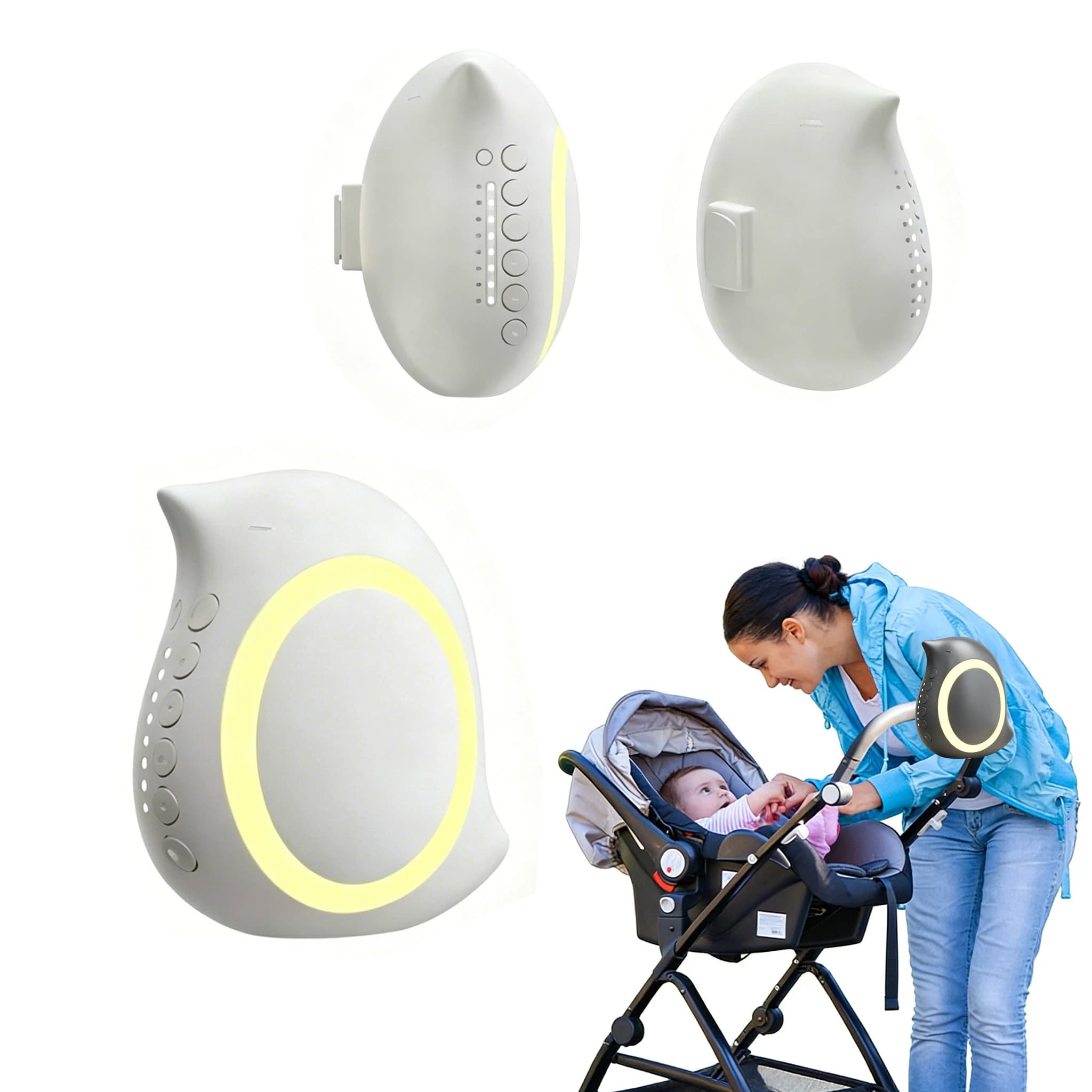 Apaisant sonore pour bébé en forme d'oiseau, dispositif vibrant et berçant pour poussette – Un compagnon de confiance pour les mamans