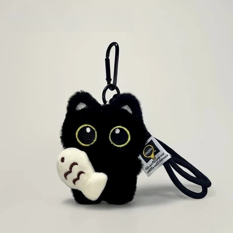 Porte-clés en peluche chat noir, 1 pièce, jouet, pendentif de sac, breloques de voiture, accessoires pour femmes, Couples, cadeau Kawaii