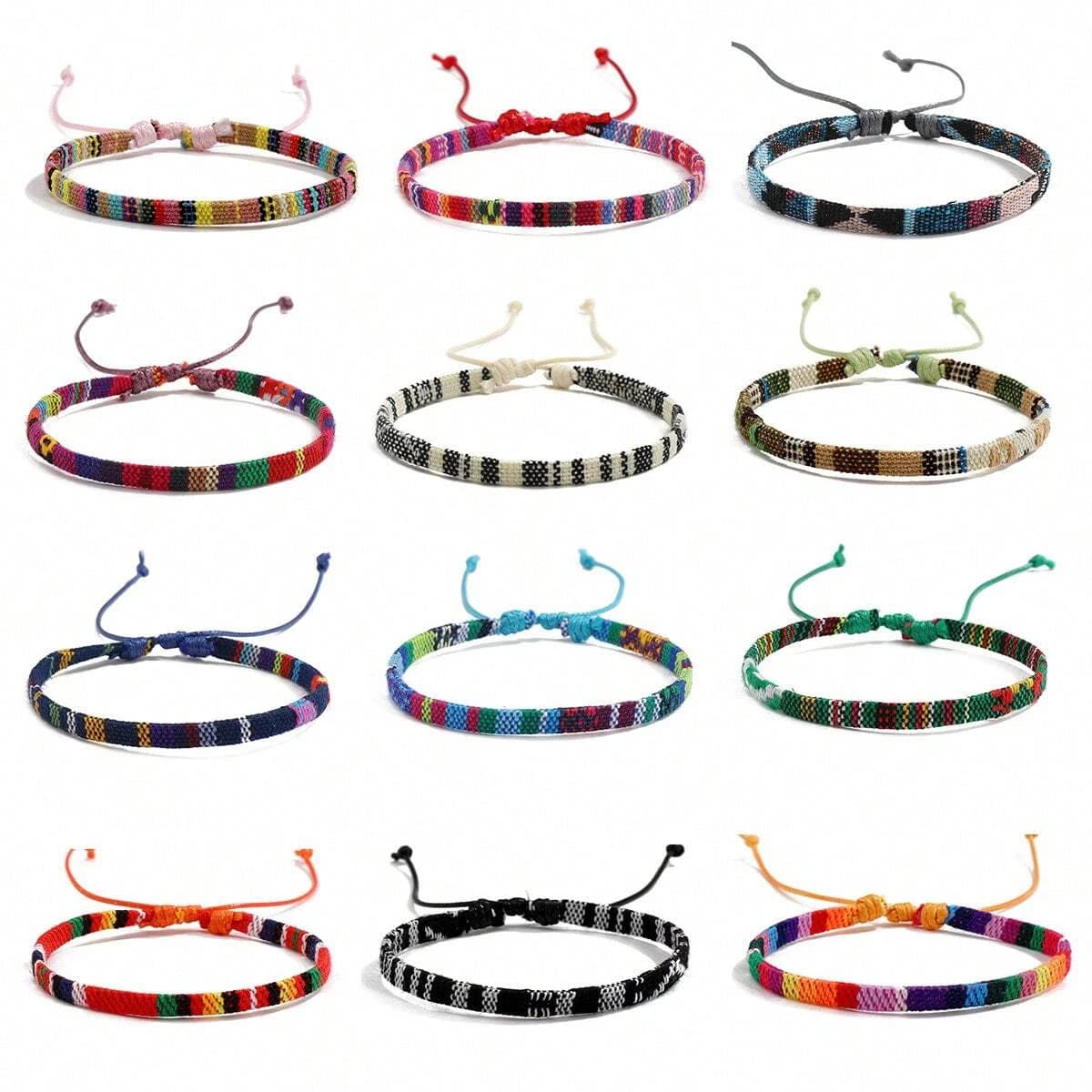 Ensemble de bracelets de plage Boho Surfer pour hommes et femmes, tressés, faits à la main, bijoux de festival, été, 12 pièces