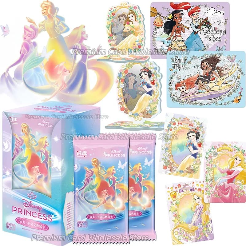 Cartes à collectionner Disney Princess Not Defined Series, boîte de boosters, collection de cartes de personnages de princesses classiques brillantes et rares, jouet cadeau