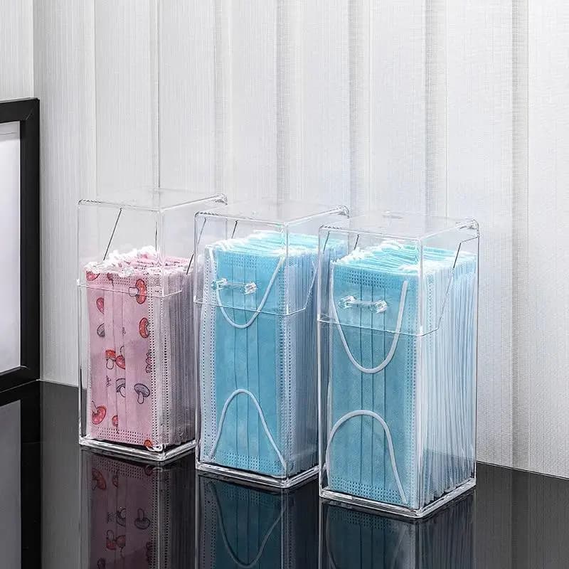Boîte de rangement transparente pour masques avec couvercle, boîte pour masques anti-poussière, boîte de rangement pour pinceaux de maquillage, 1 pièce