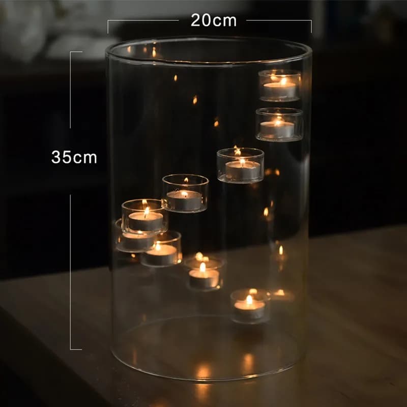 Lampe à huile en verre transparent, grand chandelier ci-après, décoration de mariage, porte-bougie artisanal, cadeau