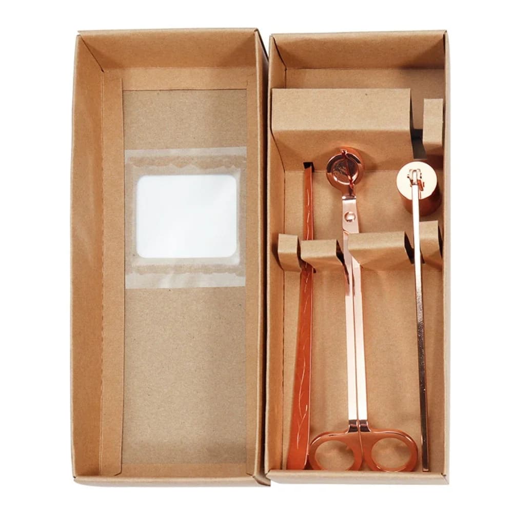 Kit d'accessoires de bougie en acier inoxydable avec boîte cadeau, coupe-mèche, éteignoir, diffuseur, ensemble d'entretien, bricolage, fournitures d'amoureux, 3 en 1
