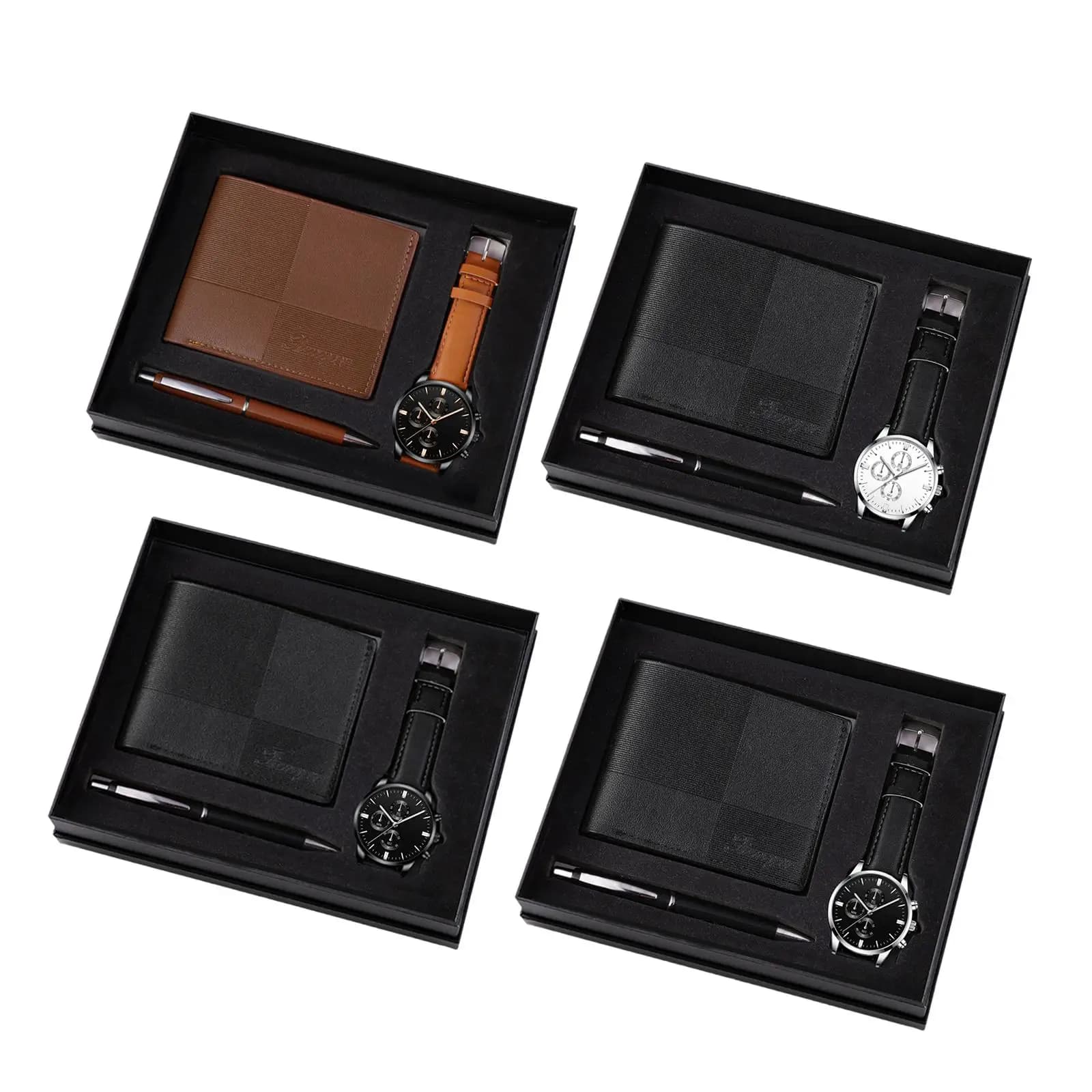 Coffret cadeau pour homme avec montre et portefeuille, ensemble de stylos, couple de travailleurs de vacances, belle décoration, fête des pères