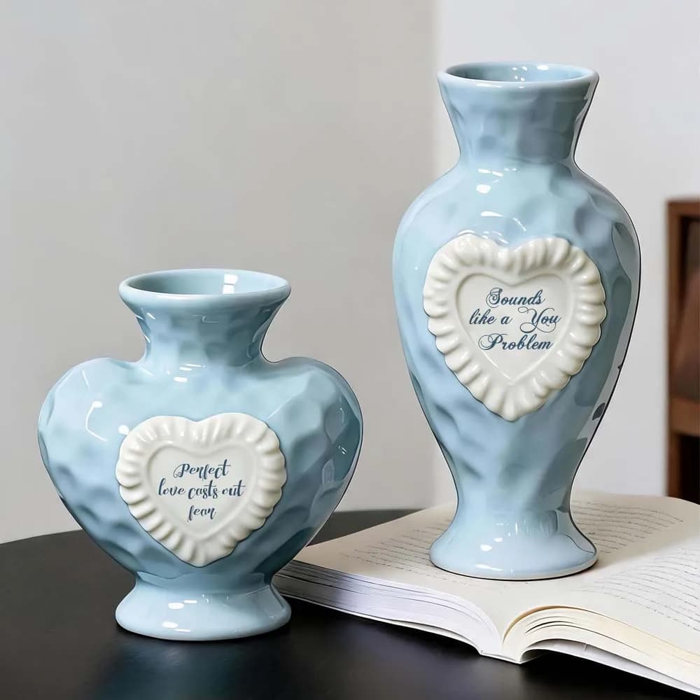 Vase en céramique française, motif floral mignon, pour salon, salle à manger, décoration romantique de bureau, cadeau pour les amateurs de fleurs