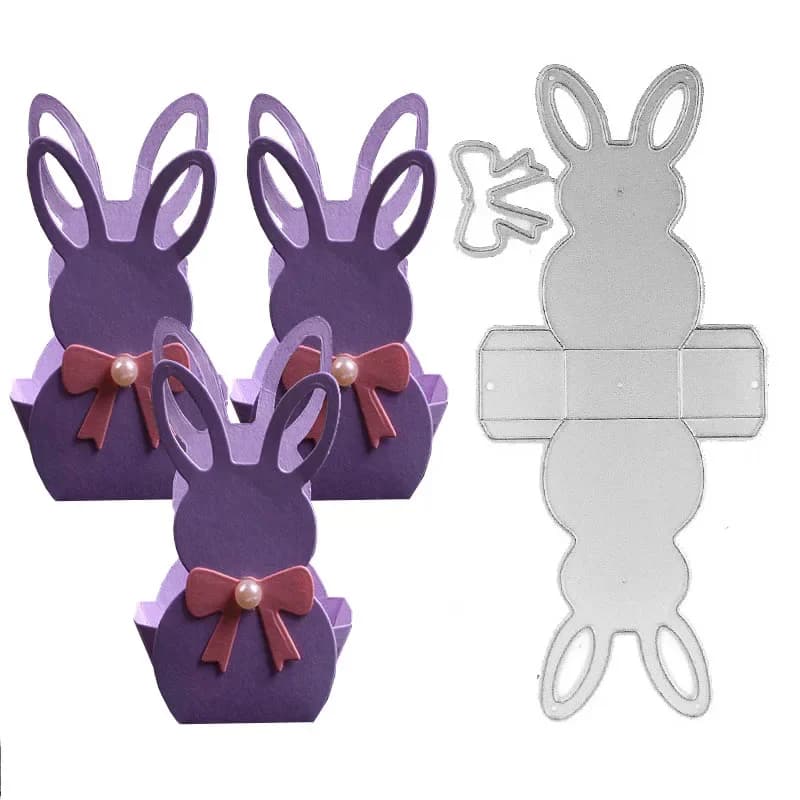 Matrices de découpe de boîte de lapin de pâques, bricolage, artisanat en métal, gaufrage, Scrapbooking, pochoir en papier, timbre, carte en papier de sculpture