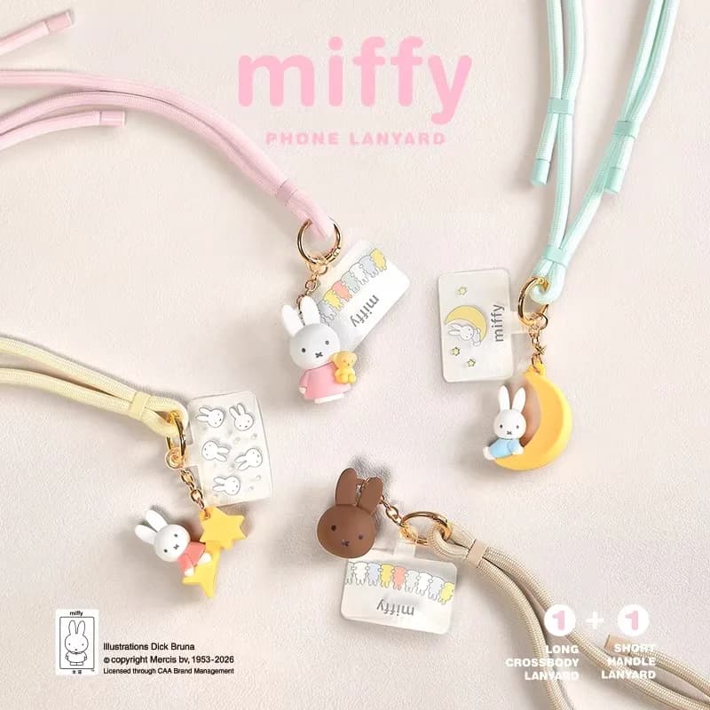 Cordon de téléphone et dragonne Miffy Bunny authentiques