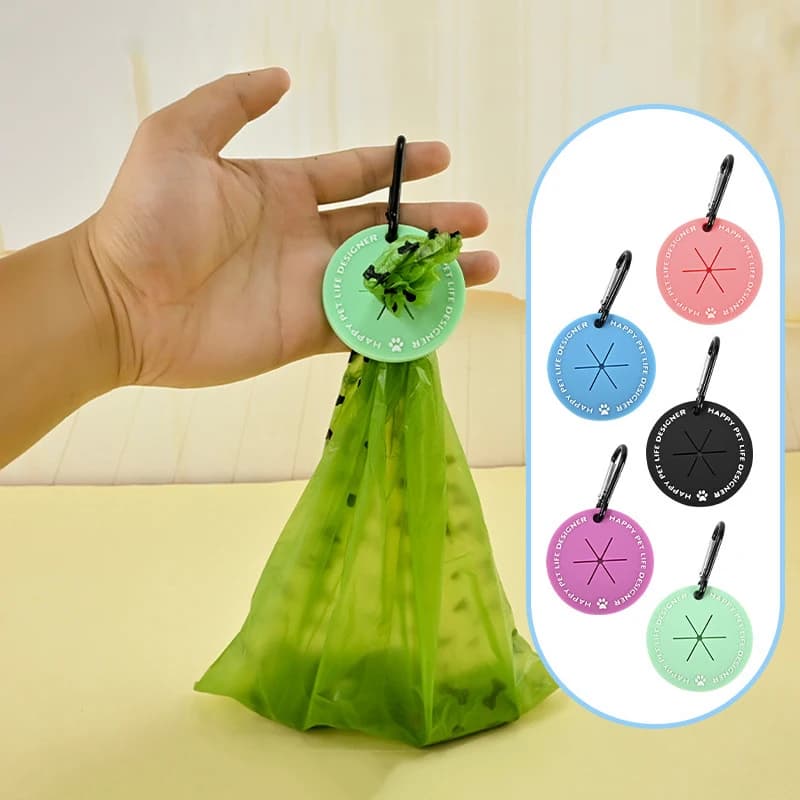 Support de sac de merde pour chien, support de sac de déchets avec mousqueton, distributeur de sacs de déchets pour animaux de compagnie, accessoire de marche pour chien