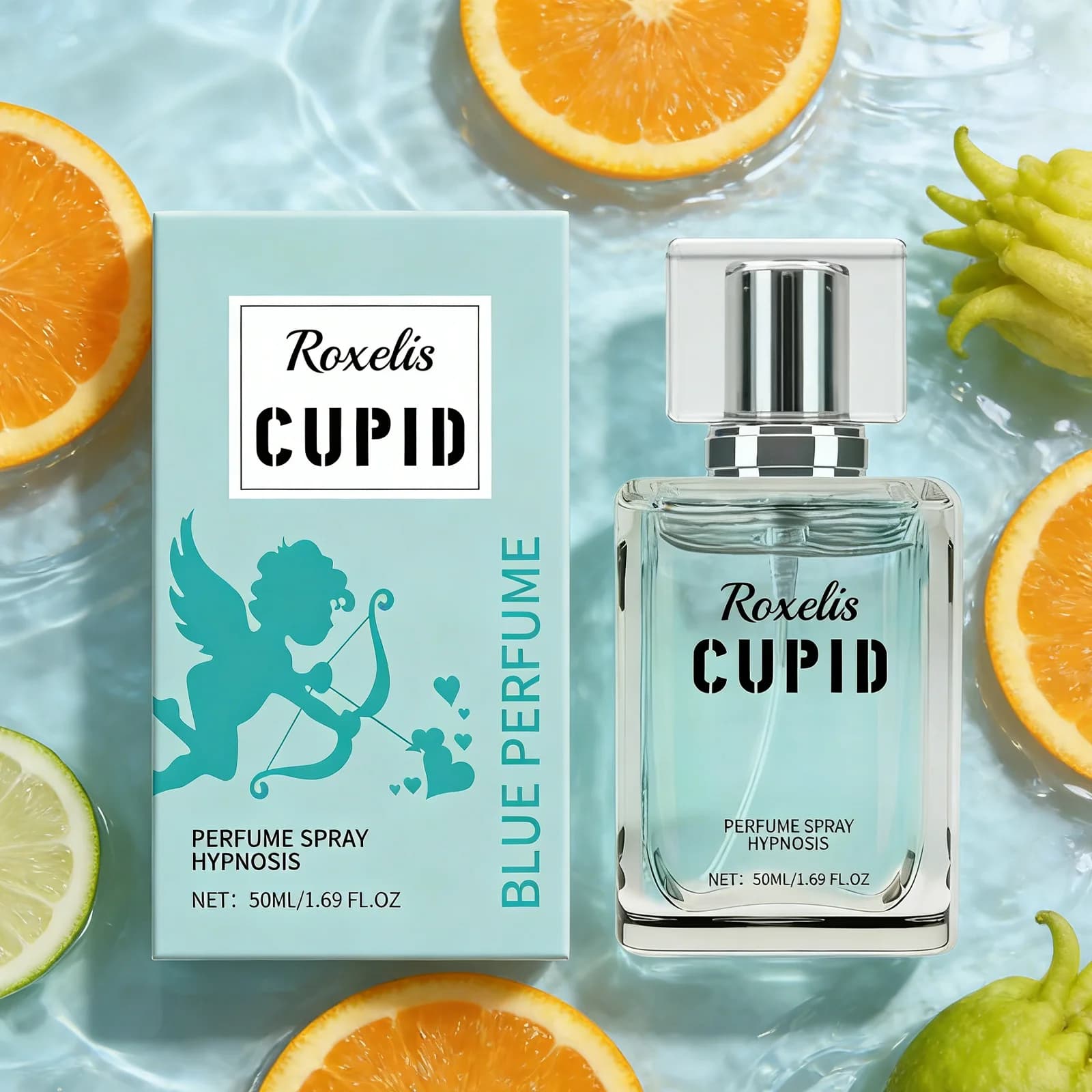ROXELIS Cupid Blue Parfum aux fruits frais pour homme, rehausse le charme, longue durée, portable, senteur agrumes, pour usage quotidien, soirées, rendez-vous galants, cadeau