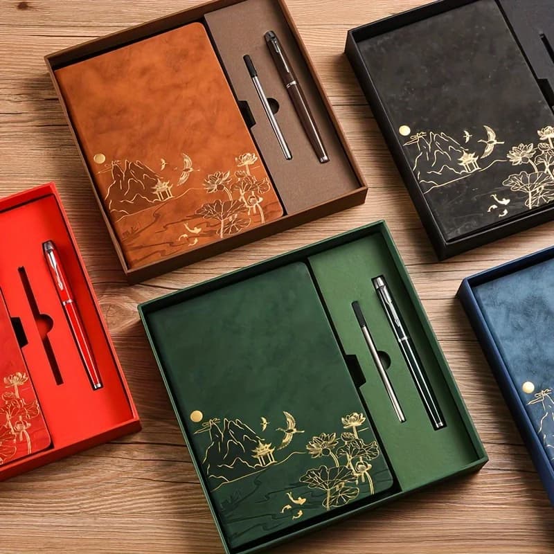 Coffret Cadeau Bloc-Notes A5, Équipé d'un Stylo et d'un Recharge de 100 Pages, Idéal pour les Réunions de Bureau, Enregistrement des Notes, Cadeau pour Enseignants