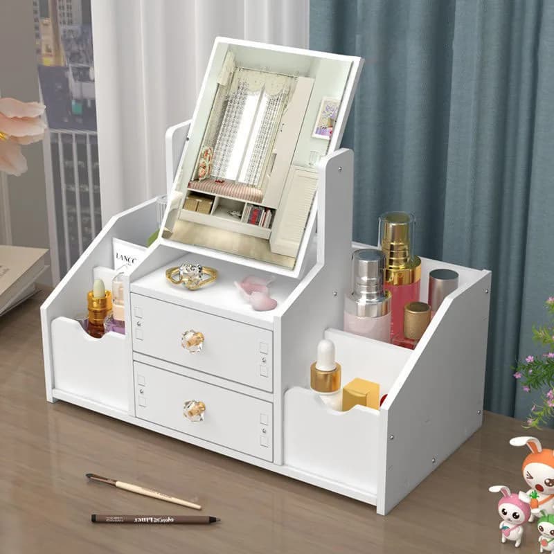 Organisateur de maquillage grande capacité, boîte de rangement de cosmétiques, tiroir de rangement, boîte à bijoux, vernis à ongles de bureau, conteneur de maquillage avec miroir