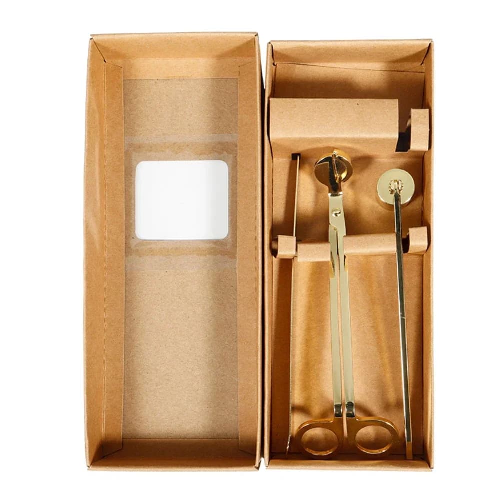 Kit d'accessoires de bougie en acier inoxydable avec boîte cadeau, coupe-mèche, éteignoir, diffuseur, ensemble d'entretien, bricolage, fournitures d'amoureux, 3 en 1