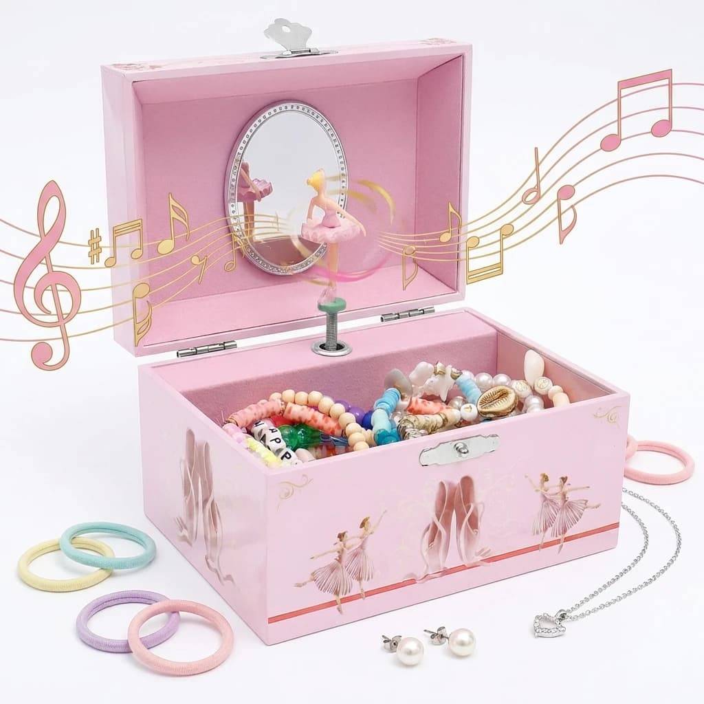Boîte à bijoux musicale Ballerine, boîte à musique pour enfant avec ballerine rotative, cadeaux d'anniversaire et de Noël pour petites filles, boîte à bijoux