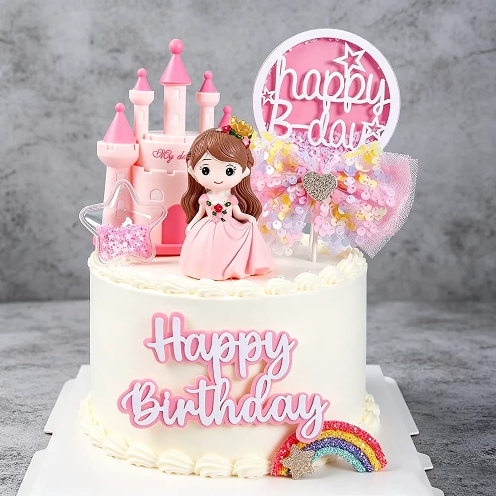 Décoration de gâteau en acrylique Château de Princesse de Contes de Fées pour Baby Shower