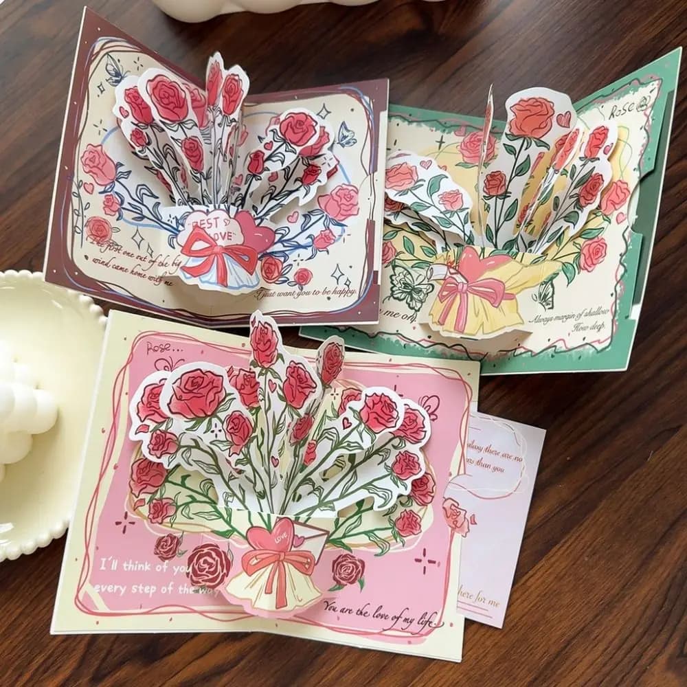 Carte de Vministériels x 3D Surprise avec Enveloppe, Carte de Bénédiction Rose, Cadeau pour Femme et Petite Amie