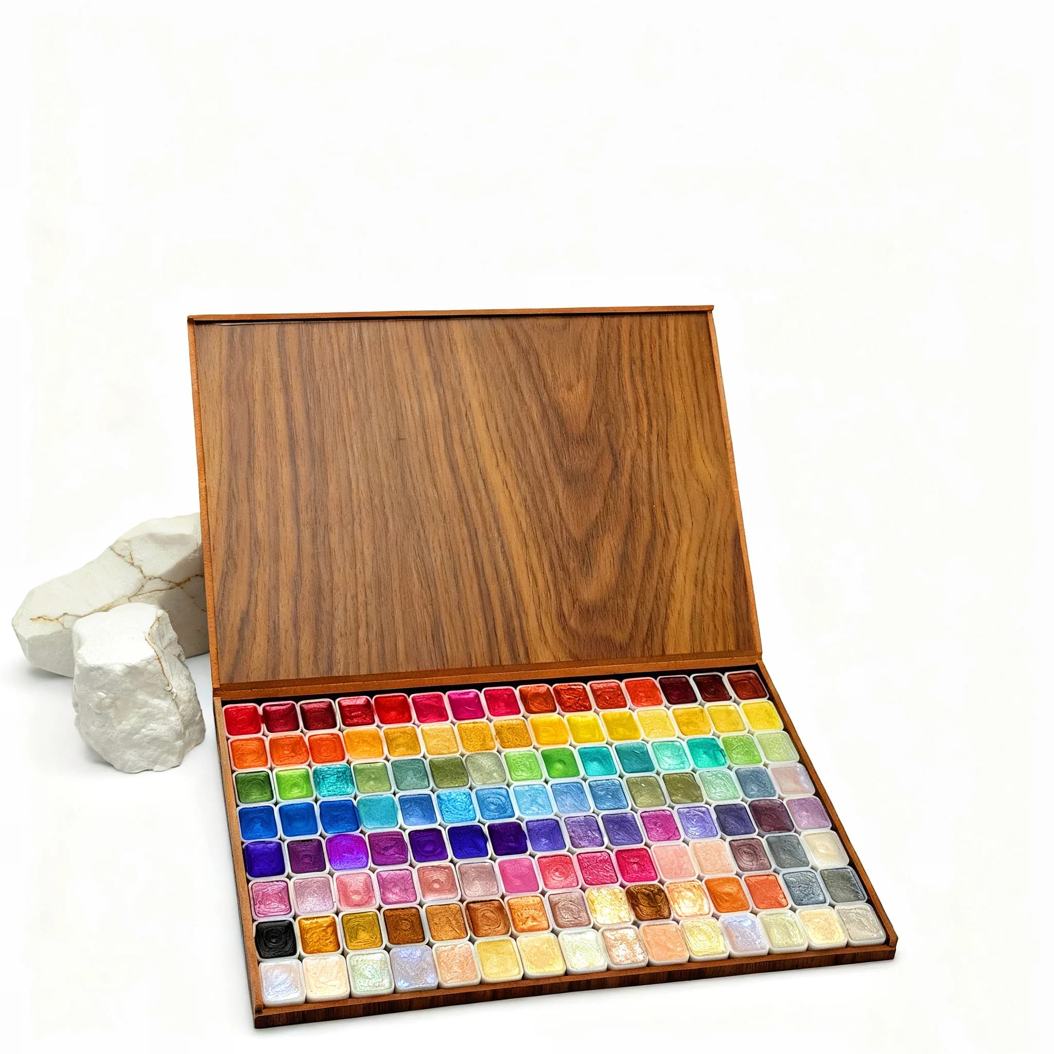 Ensemble de peintures aquarelle à paillettes, peinture aquarelle 120 couleurs, boîte en bois, pour professionnel, pour artistes, illustrations, dessin