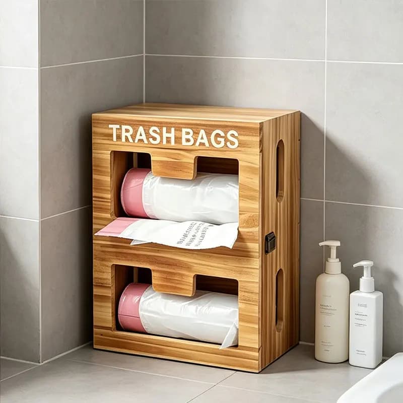 Boîte de rangement en bois IDUK pour la maison, le restaurant, la cuisine, la conservation des aliments, le rangement des sacs, le sac poubelle suspendu