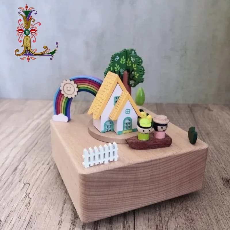Boîte à musique Rainbow Town, cadeau d'anniversaire, souvenir de mariage, souvenir de la Saint-Valentin, décoration de Noël, ornements pour la maison