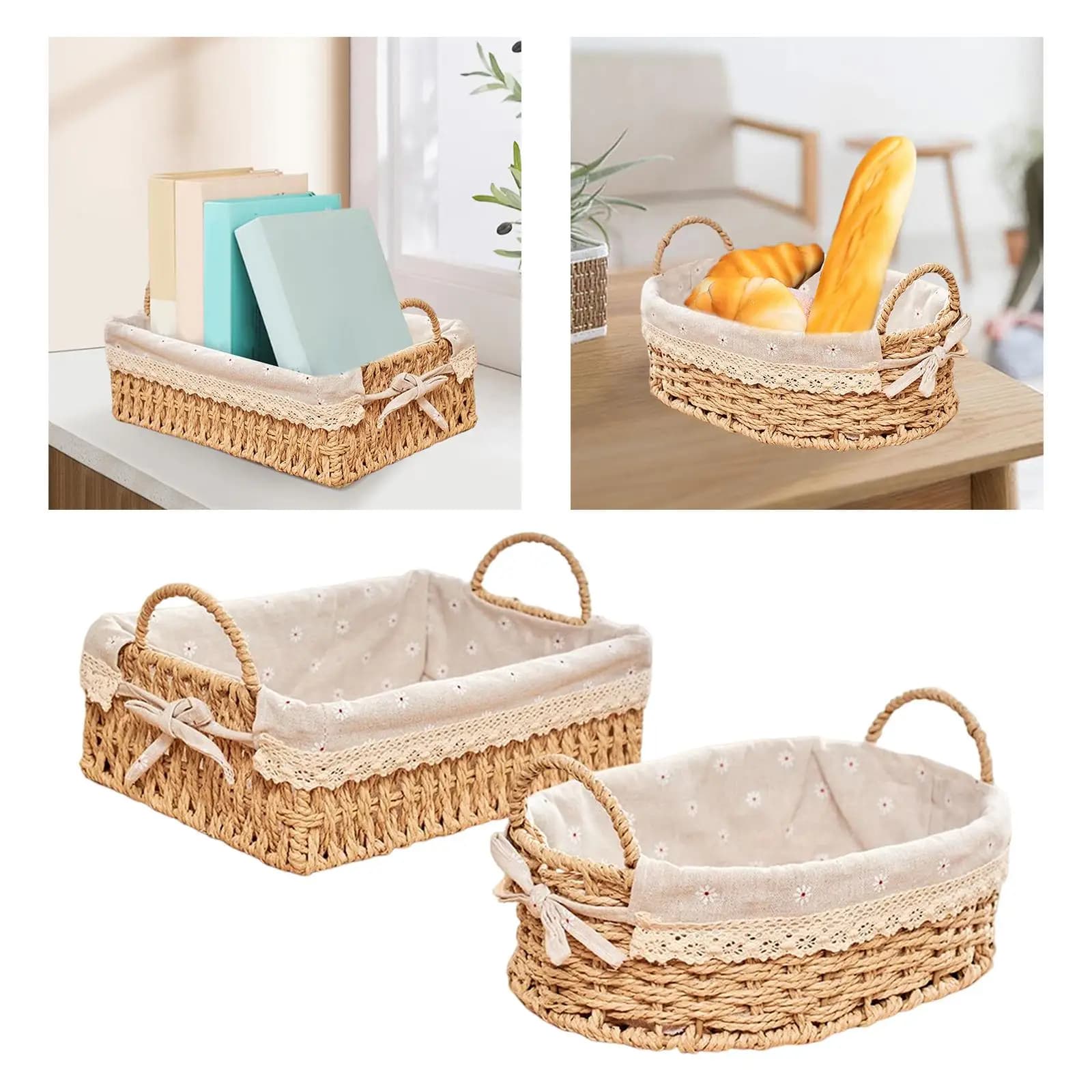 Panier de rangement de bureau pour articles divers, panier de service, boîte à cosmétiques pour le petit-déjeuner, les fêtes, la maison, la salle de bain, décoratif