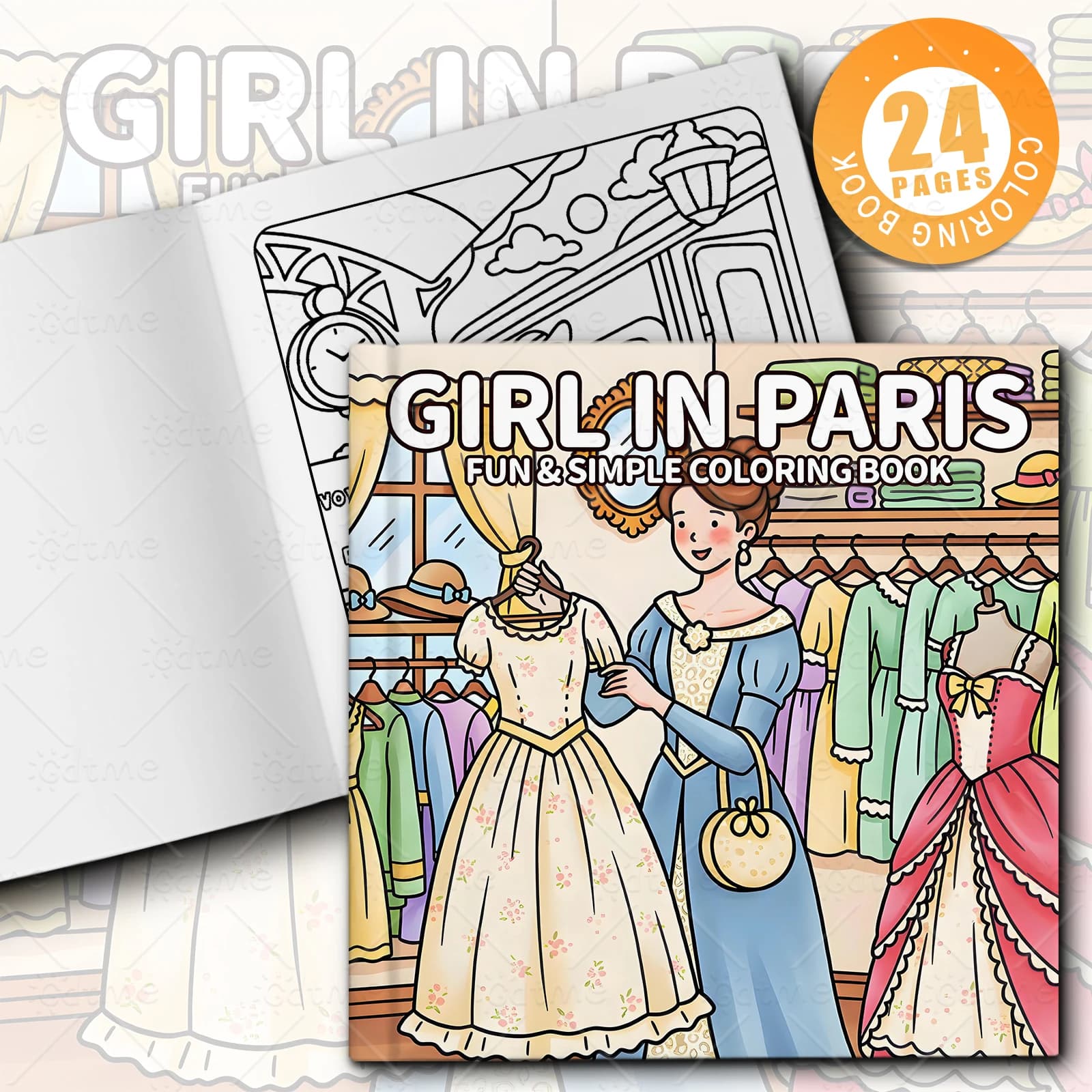 Livre de coloriage pour adultes Paris Ladies Vintage Clothing, motifs audacieux et faciles, livre de dessin mignon, cadeau parfait pour les fêtes et les anniversaires
