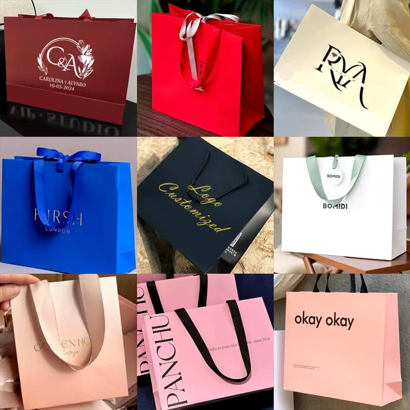 Emballage en papier kraft Les sacs cadeaux pour la personnalisation du logo sont uniquement pour l'impression du logo et n'inclut pas le coût du sac