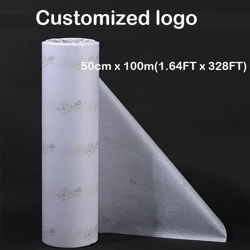 Rouleau de papier d'emballage blanc avec Logo personnalisé, 50cm x 100m, pour vêtements, cadeaux, chaussures, emballage de vin, marque personnalisée, écologique
