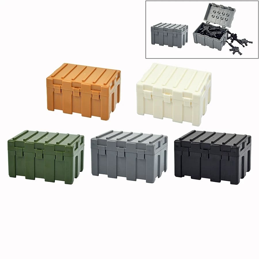 Série Militaire WW2 : Boîte de Rangement MOC pour Blocs de Construction Soldats de l'Armée – Coffret de Rangement pour Briques