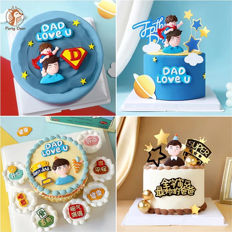 Décoration de gâteau avec colle douce pour anniversaire de papa, fête des pères, super papa avec bébé, cadeaux d'anniversaire