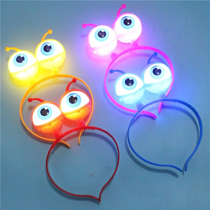 Accessoires de Costume d'halloween, globe oculaire Alien, cerceau de cheveux LED, bandeau lumineux clignotant, accessoires de cheveux amusants de fête, cadeau pour enfants