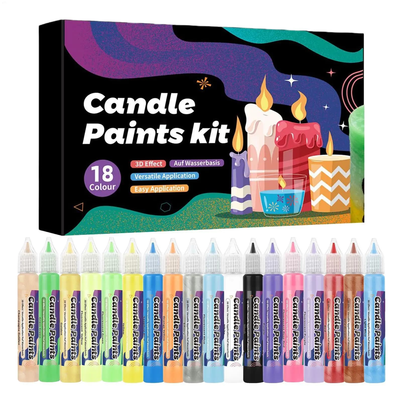 Stylo à cire de bougie 18 couleurs