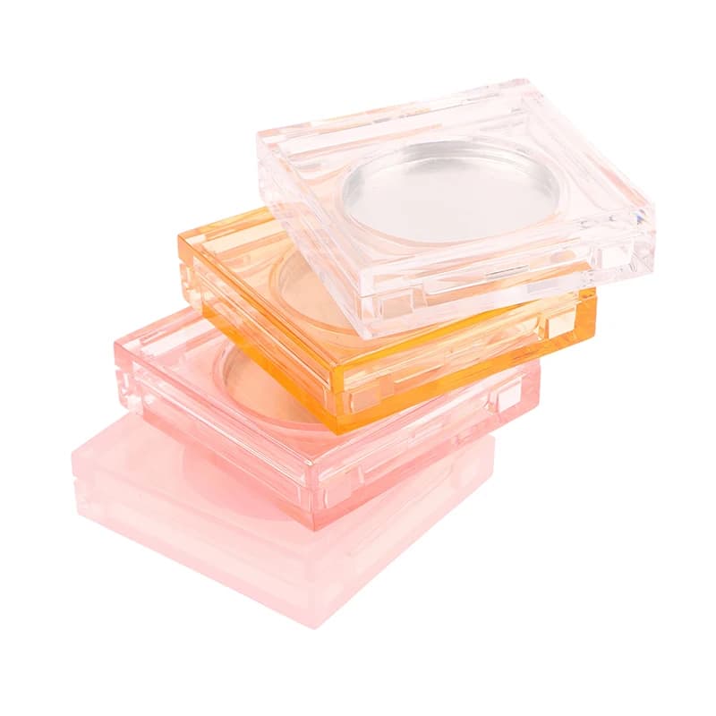 Boîte carrée de crème de parfum, fard à joues, correcteur, étui vide avec plaque en aluminium, récipient cosmétique en plastique, étui de maquillage transparent