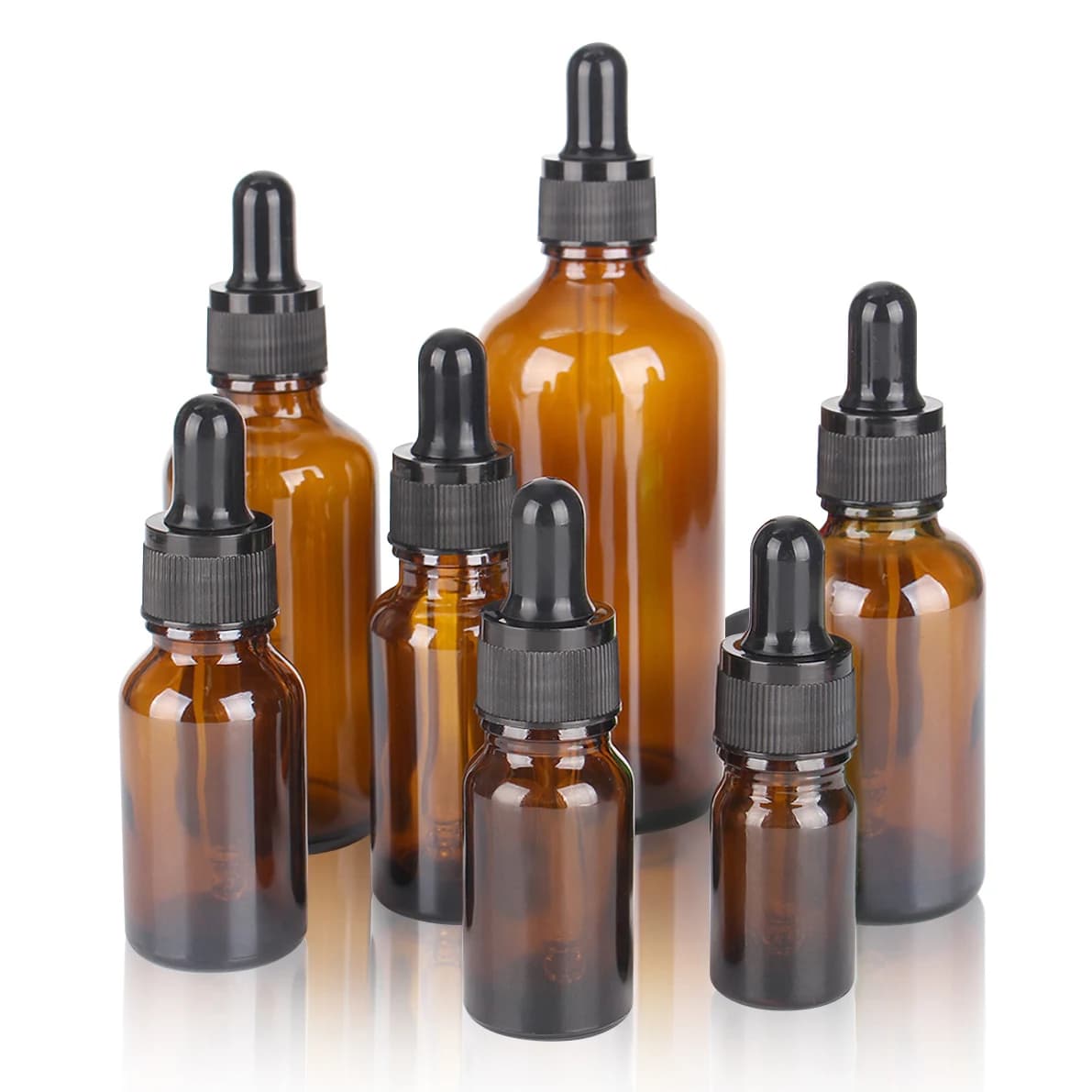 Bouteilles compte-gouttes en verre ambré avec Pipette en verre pour huiles essentielles de parfum cosmétique, 5ml, 10ml, 15ml, 20ml, 30ml, 50ml, 100ml, 6/12/24 pièces