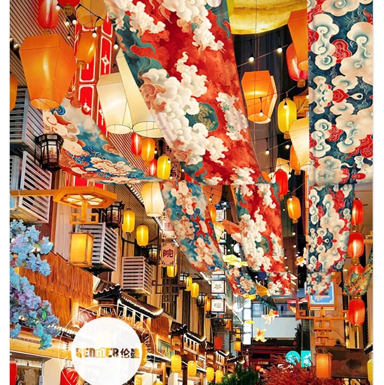Cantonnière de Plafond Personnalisée, Cuisine Dominante Alberoise Izakaya, Sky CanAmendements, Tavernes, Décoration Intérieure, Décor de Camping