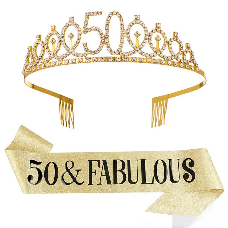 30-50e anniversaire décoration joyeuses femmes paillettes cristal couronne ceinture ensemble
