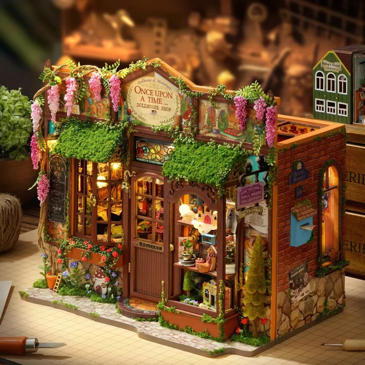 Bricolage bois conte de fées Wonderhous Casa Figurines Miniatures serre-livres assemblé maisons pour amis cadeaux d'anniversaire décoration de maison artisanat