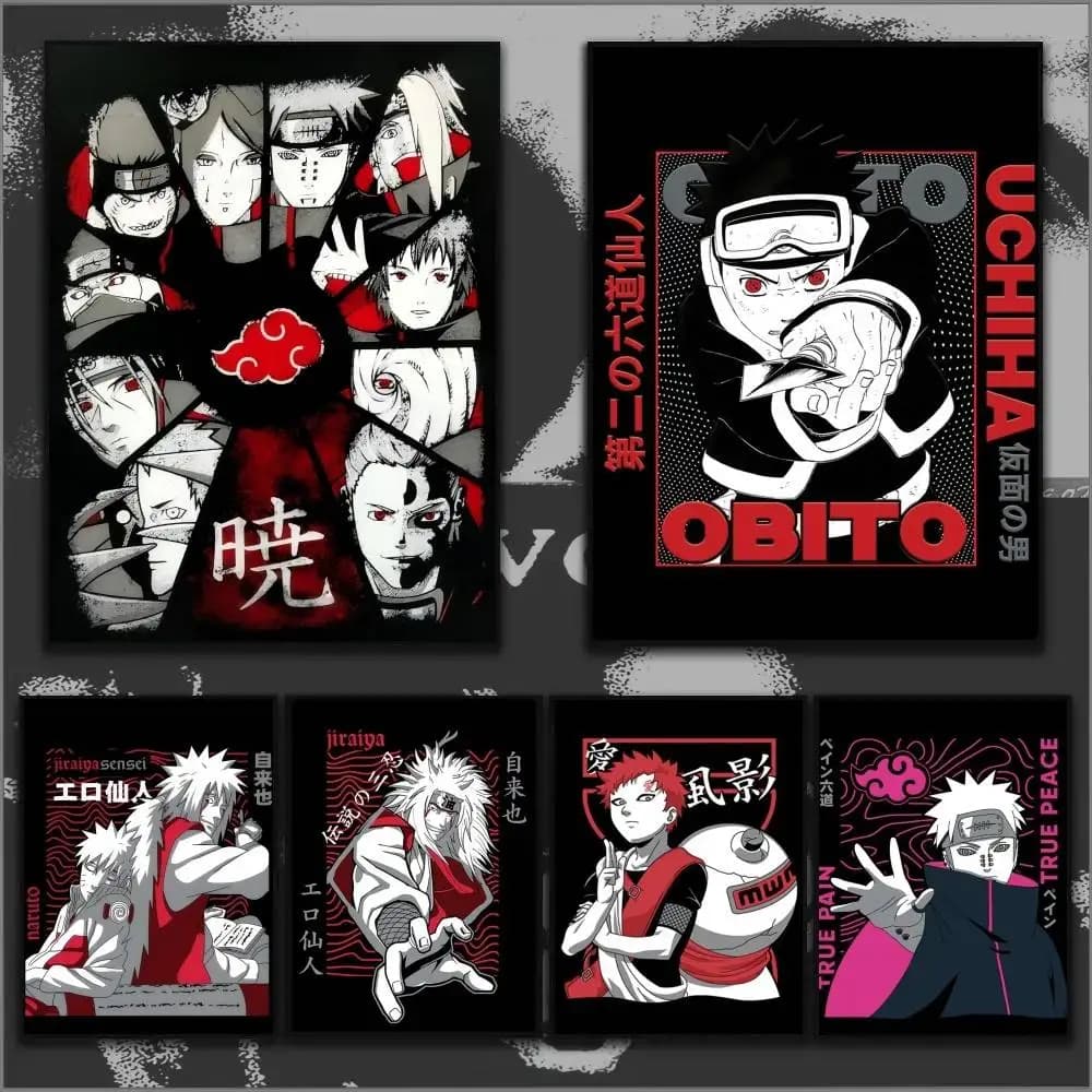 Affiches vintage classiques Anime NARUTO, affiches murales rétro de qualité HD pour la décoration murale de la maison